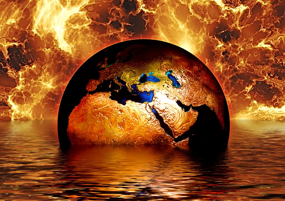 gold and blue earth globe apocalyptic